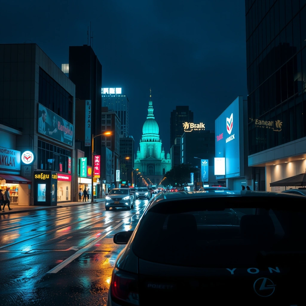 Bangkok night skyline with gaming elements